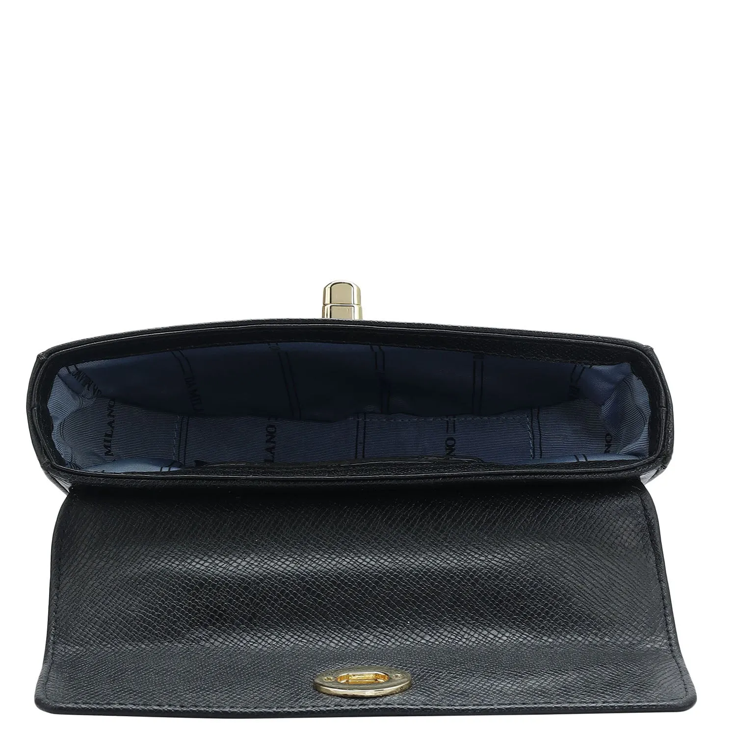 Small Croco Leather Satchel - Black