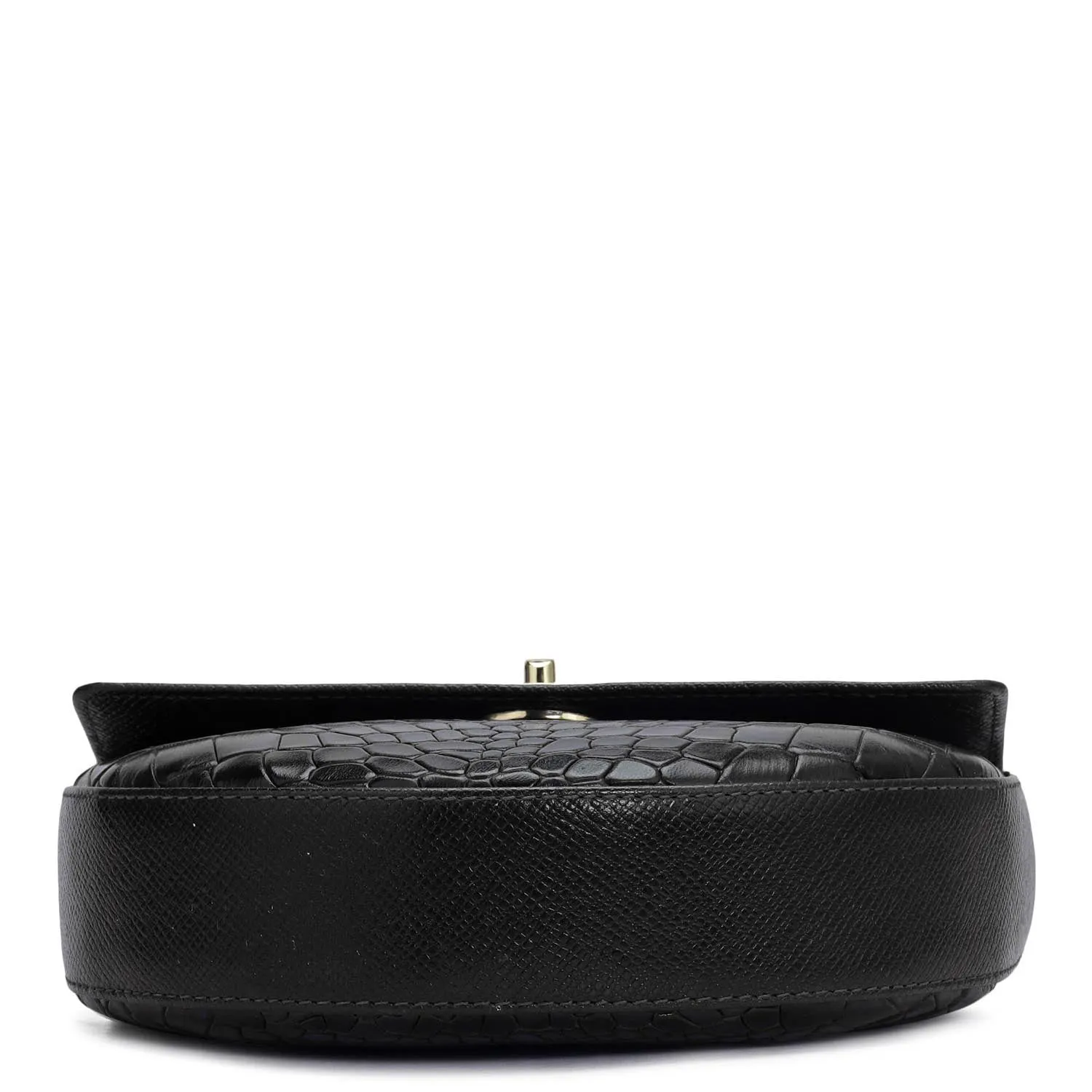 Small Croco Leather Satchel - Black