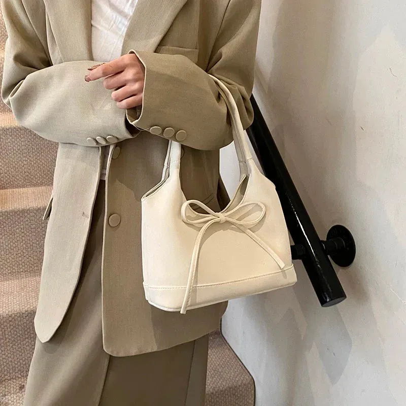 Small Faux Leather Bow Simple Handbags