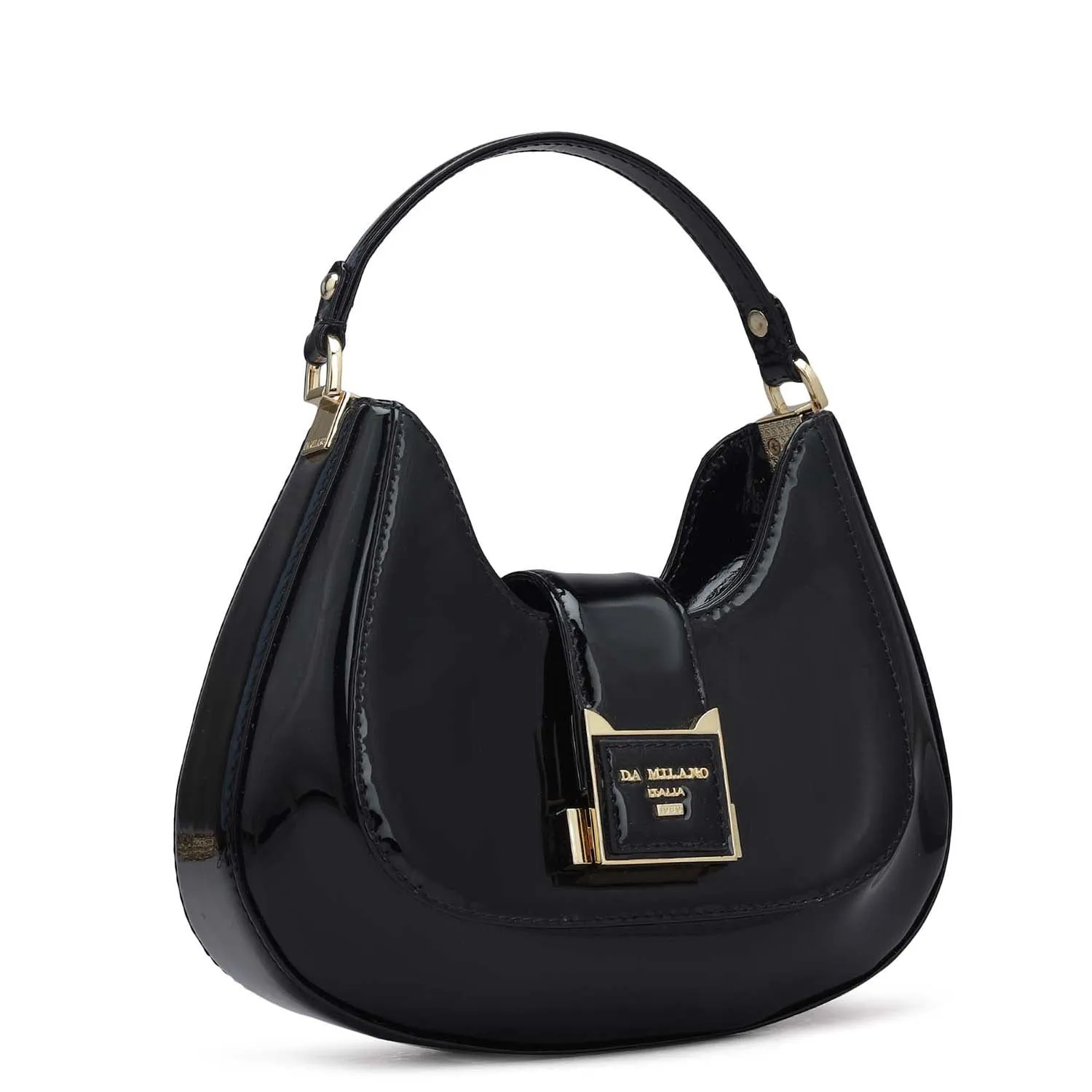 Small Patent Leather Satchel - Black