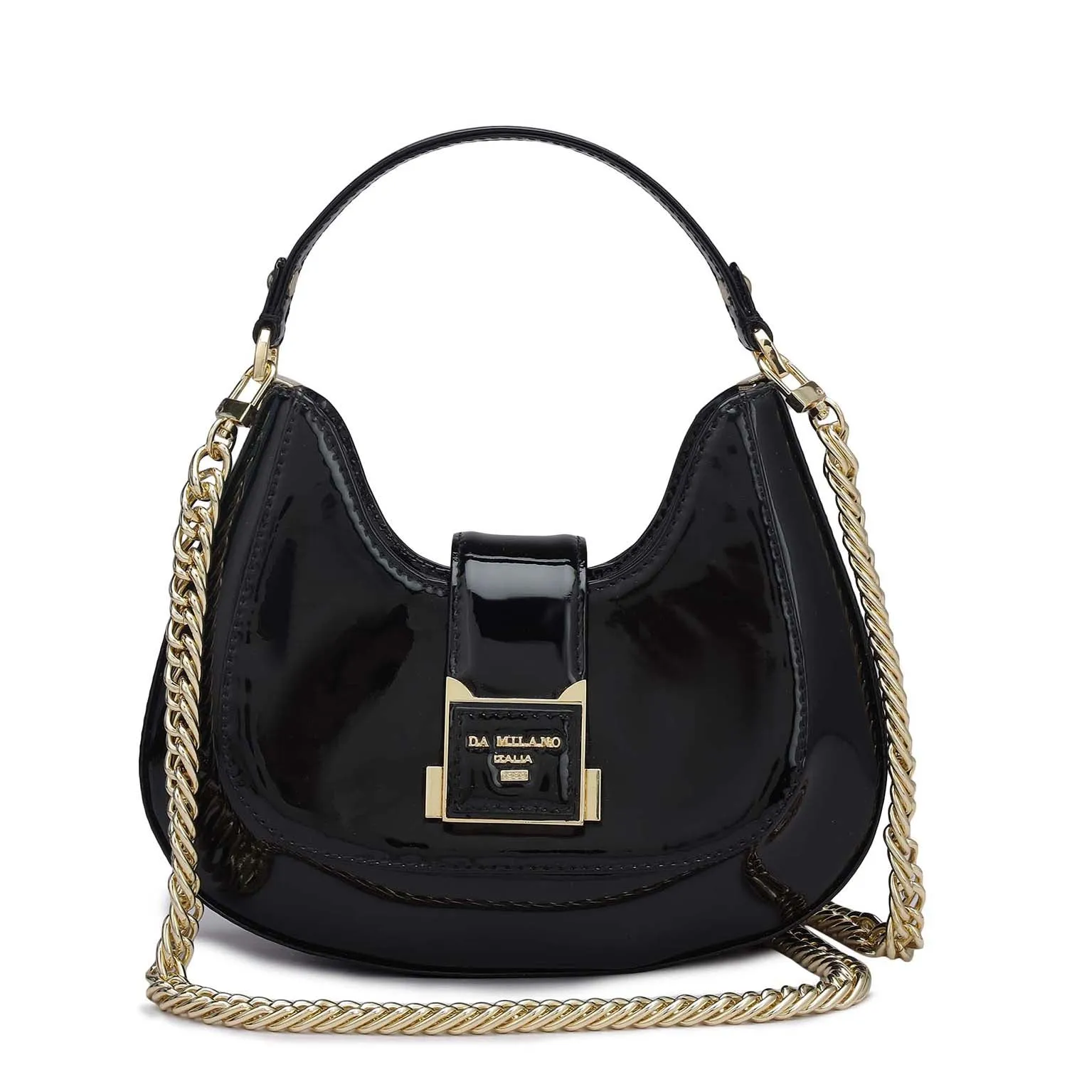 Small Patent Leather Satchel - Black
