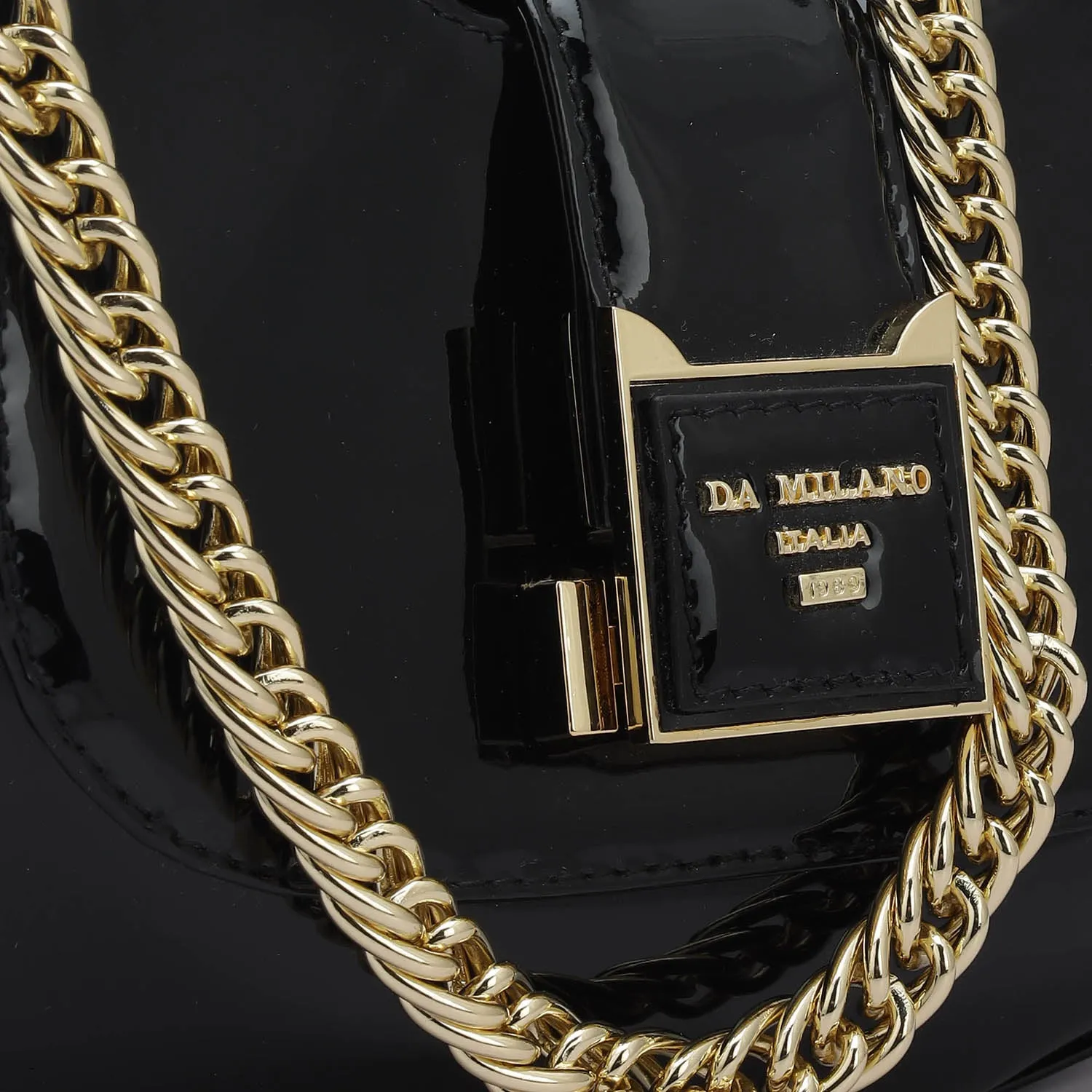 Small Patent Leather Satchel - Black