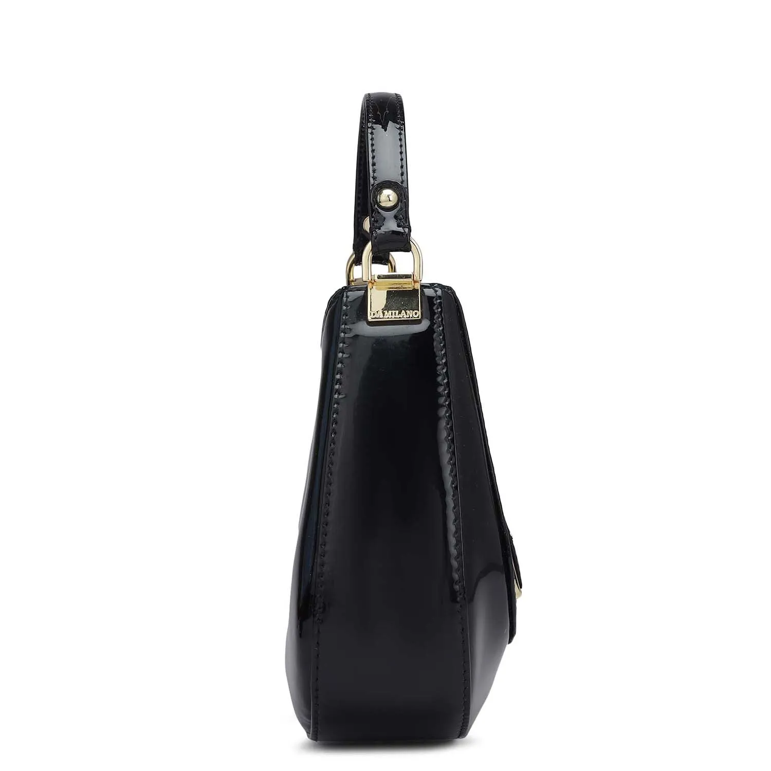 Small Patent Leather Satchel - Black