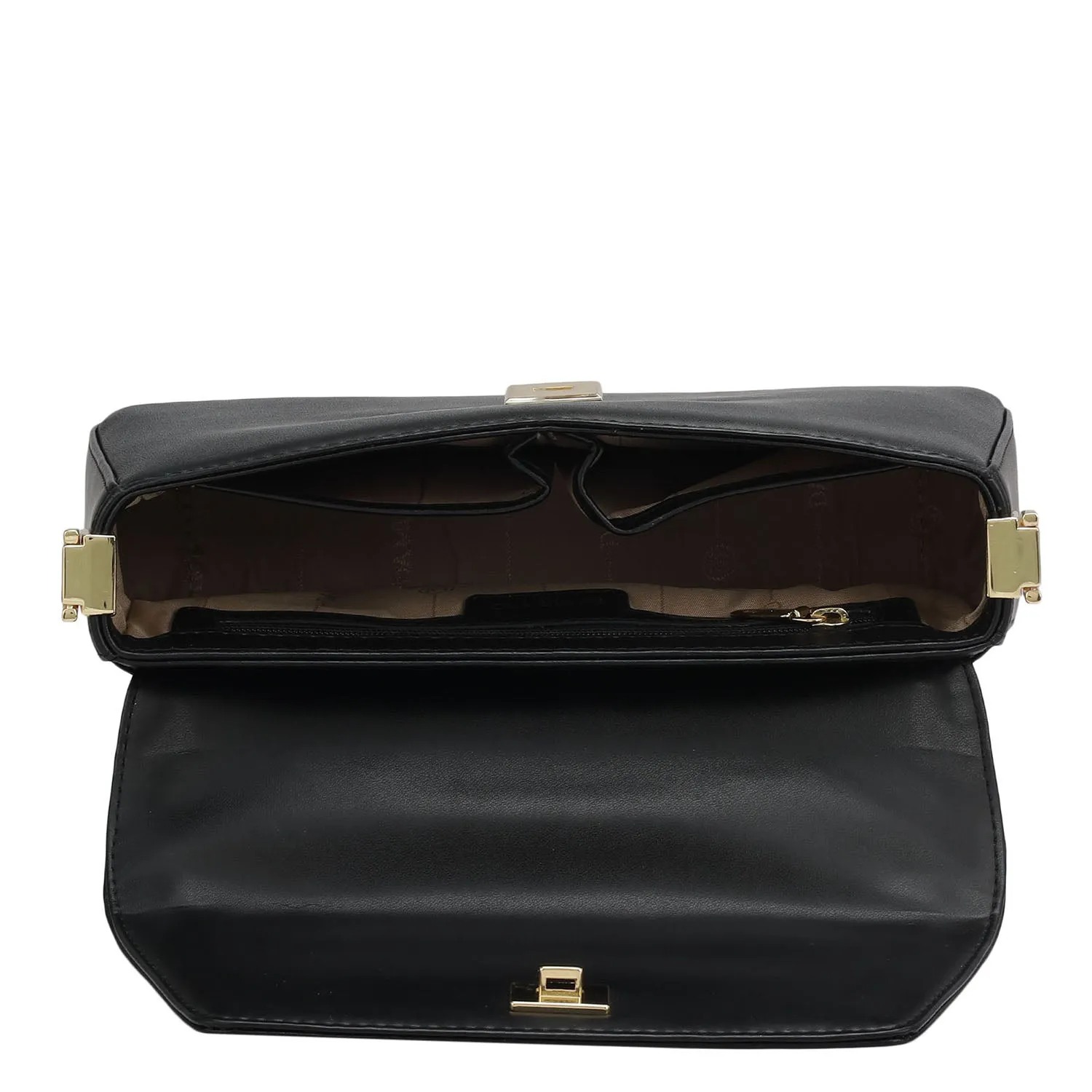 Small Plain Leather Satchel - Black