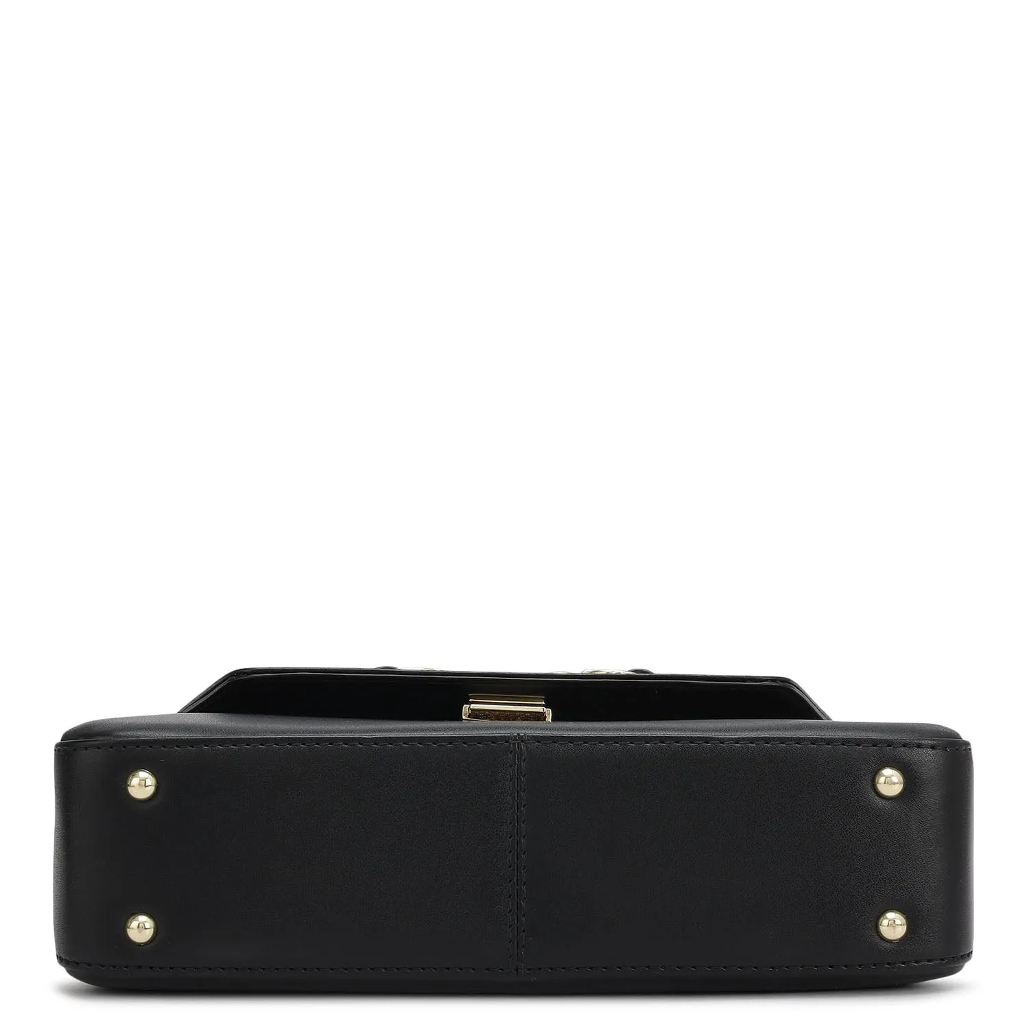 Small Plain Leather Satchel - Black