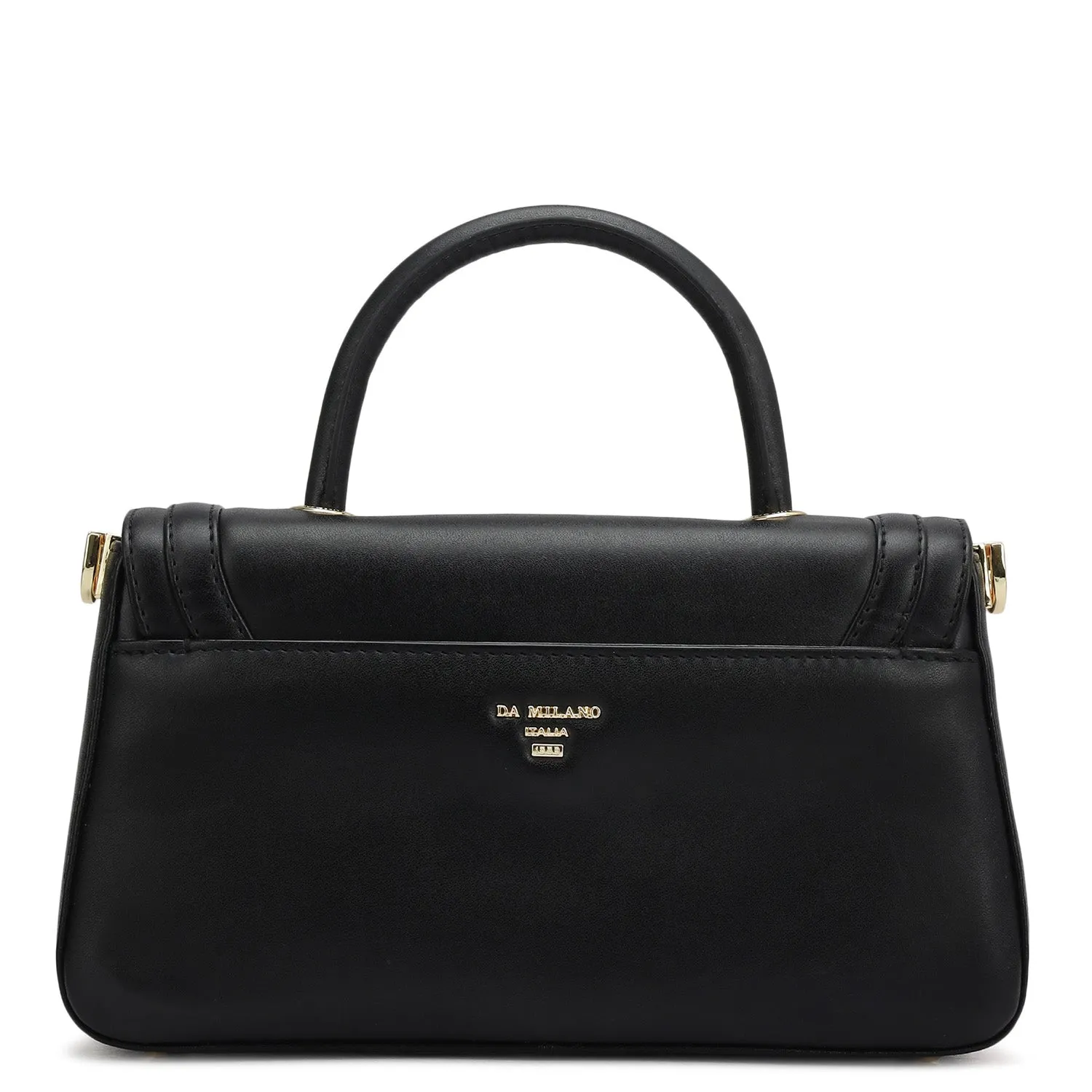 Small Plain Leather Satchel - Black
