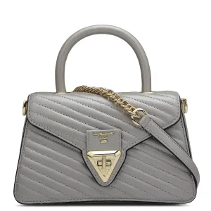 Small Quilting Leather Satchel - Pearl
