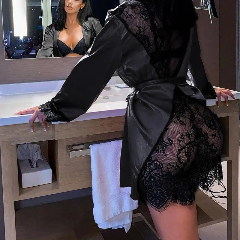 Solid Lace Patchwork Nightdress