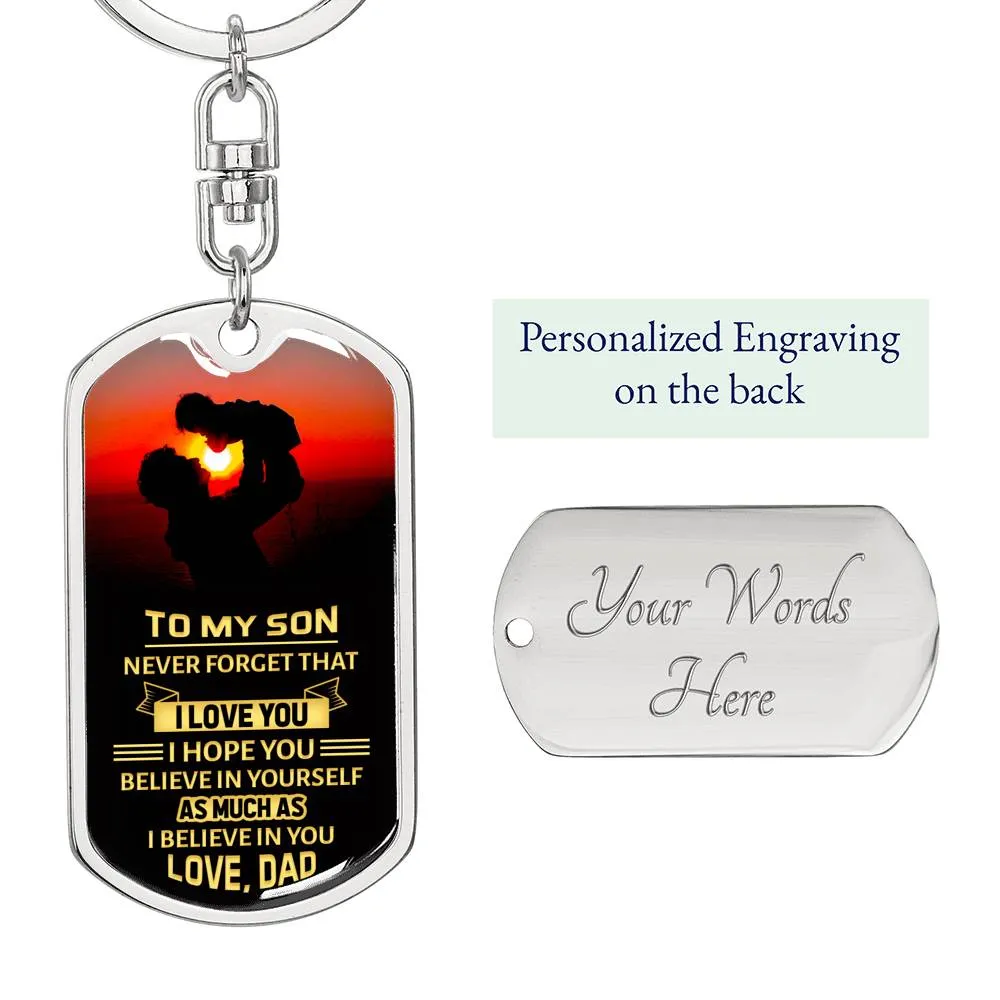 Son, From Dad- Statement Keychain