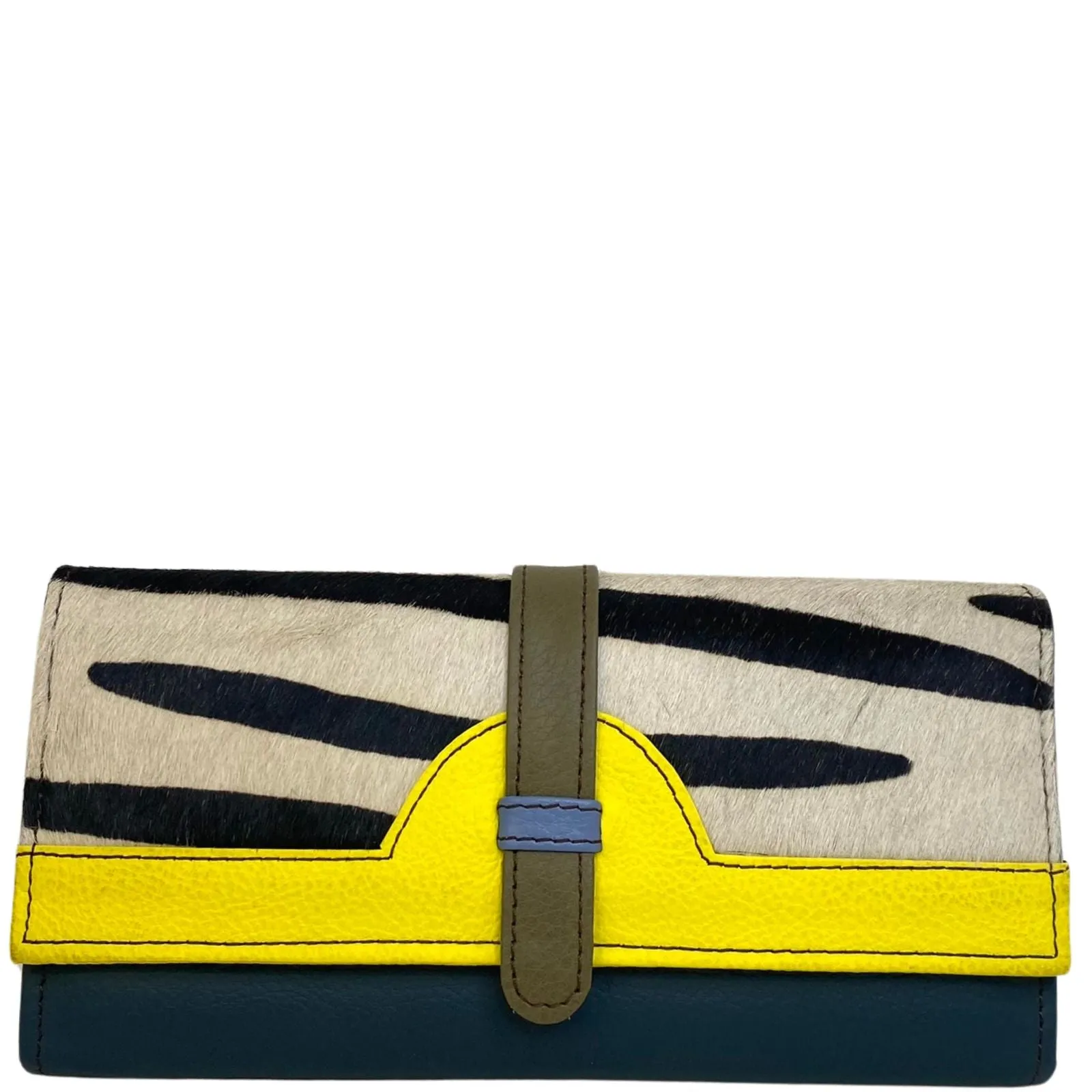 Soruka Half Moon Leather Purse - Yellow Navy