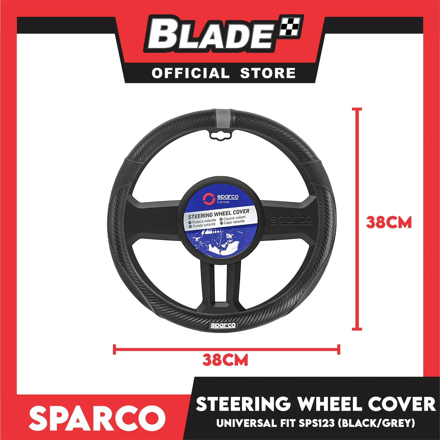 Sparco Corsa Steering Wheel Cover SPS123 (Black With Gray)