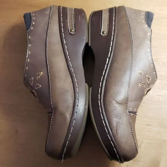 SPRING STEP‎ L'ARTISTE Burbank Floral Tan Leather Clog Women's 8.5
