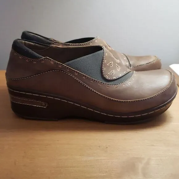 SPRING STEP‎ L'ARTISTE Burbank Floral Tan Leather Clog Women's 8.5