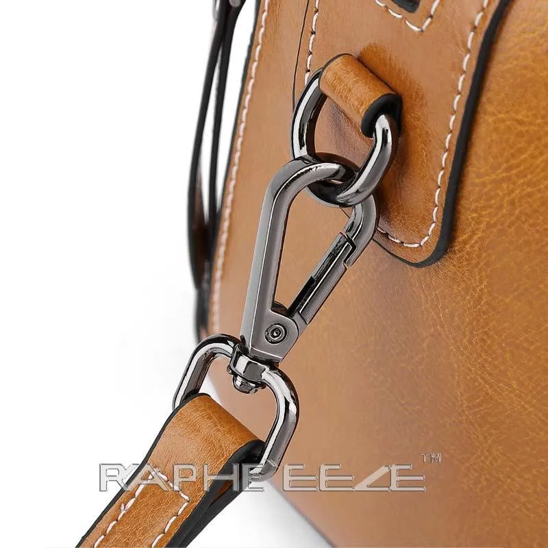 Stain Resistant Original Leather Mini Handbag Brown