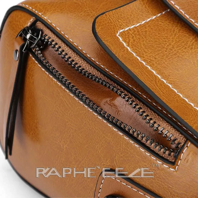 Stain Resistant Original Leather Mini Handbag Brown