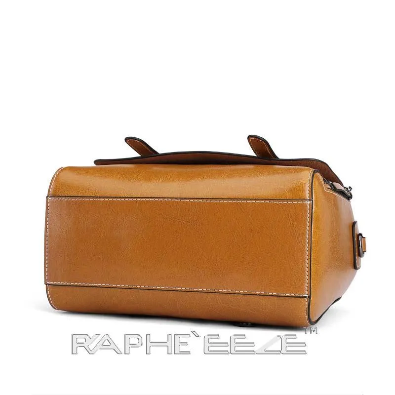 Stain Resistant Original Leather Mini Handbag Brown