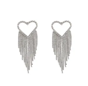 Statement Rhinestone Heart Earrings
