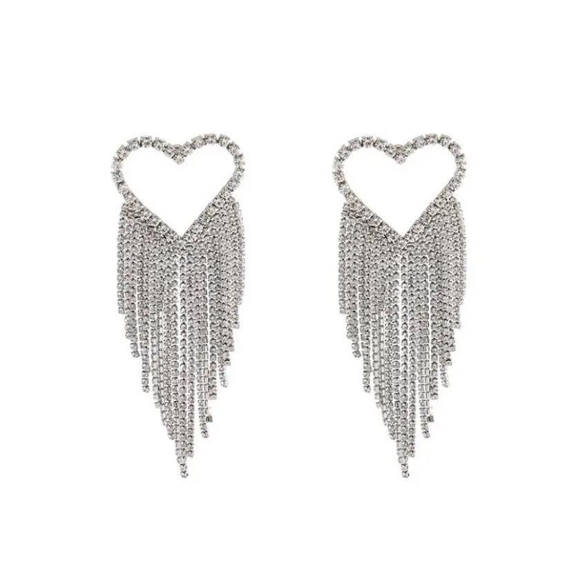 Statement Rhinestone Heart Earrings