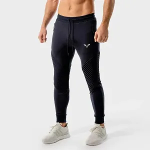 Statement Ribbed Joggingbuxur - Dökkbláar