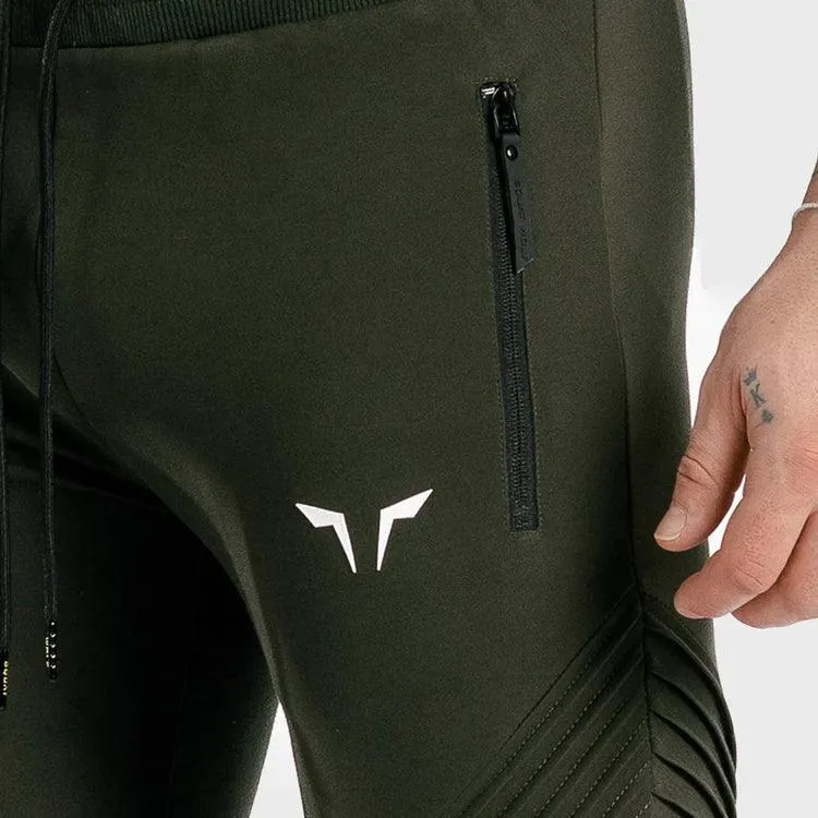 Statement Ribbed Joggingbuxur - Grænar