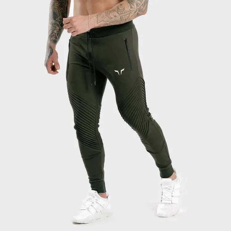 Statement Ribbed Joggingbuxur - Grænar