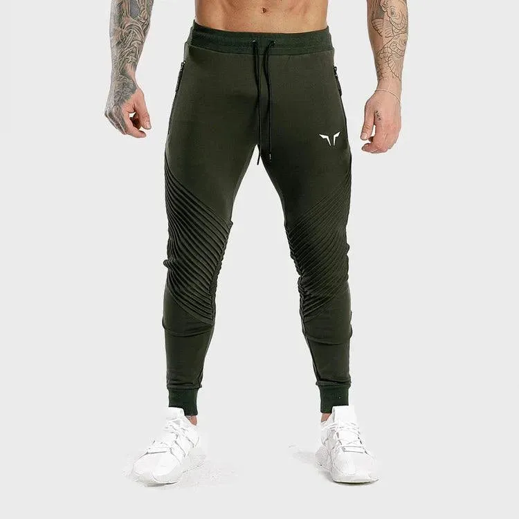 Statement Ribbed Joggingbuxur - Grænar