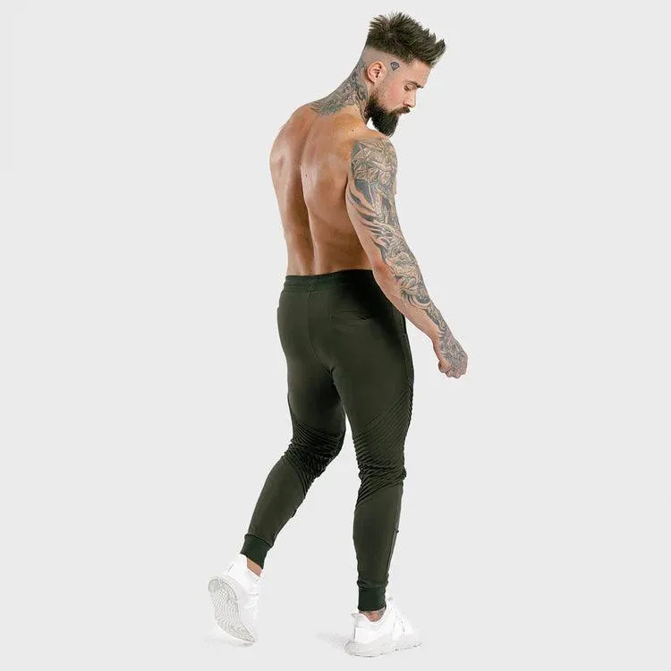 Statement Ribbed Joggingbuxur - Grænar