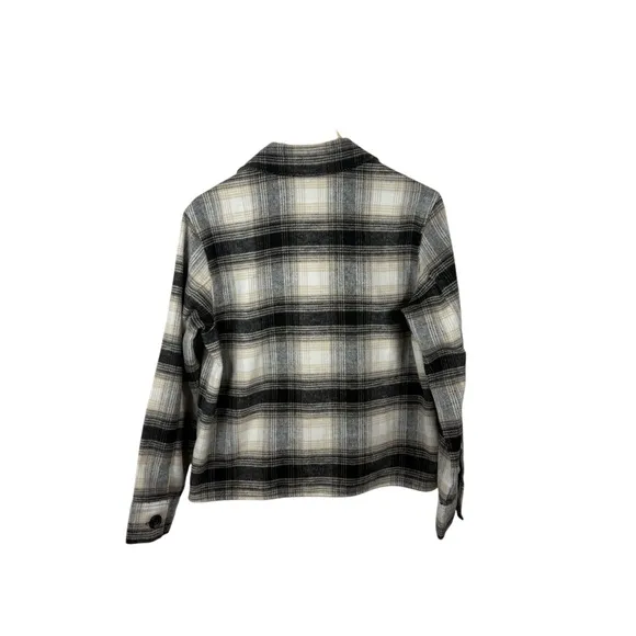 Steve Madden BB Dakota Women’s Boxy Plaid Shacket Ivory/Black Size M