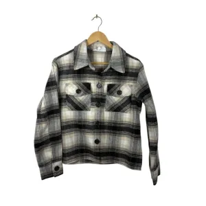 Steve Madden BB Dakota Women’s Boxy Plaid Shacket Ivory/Black Size M