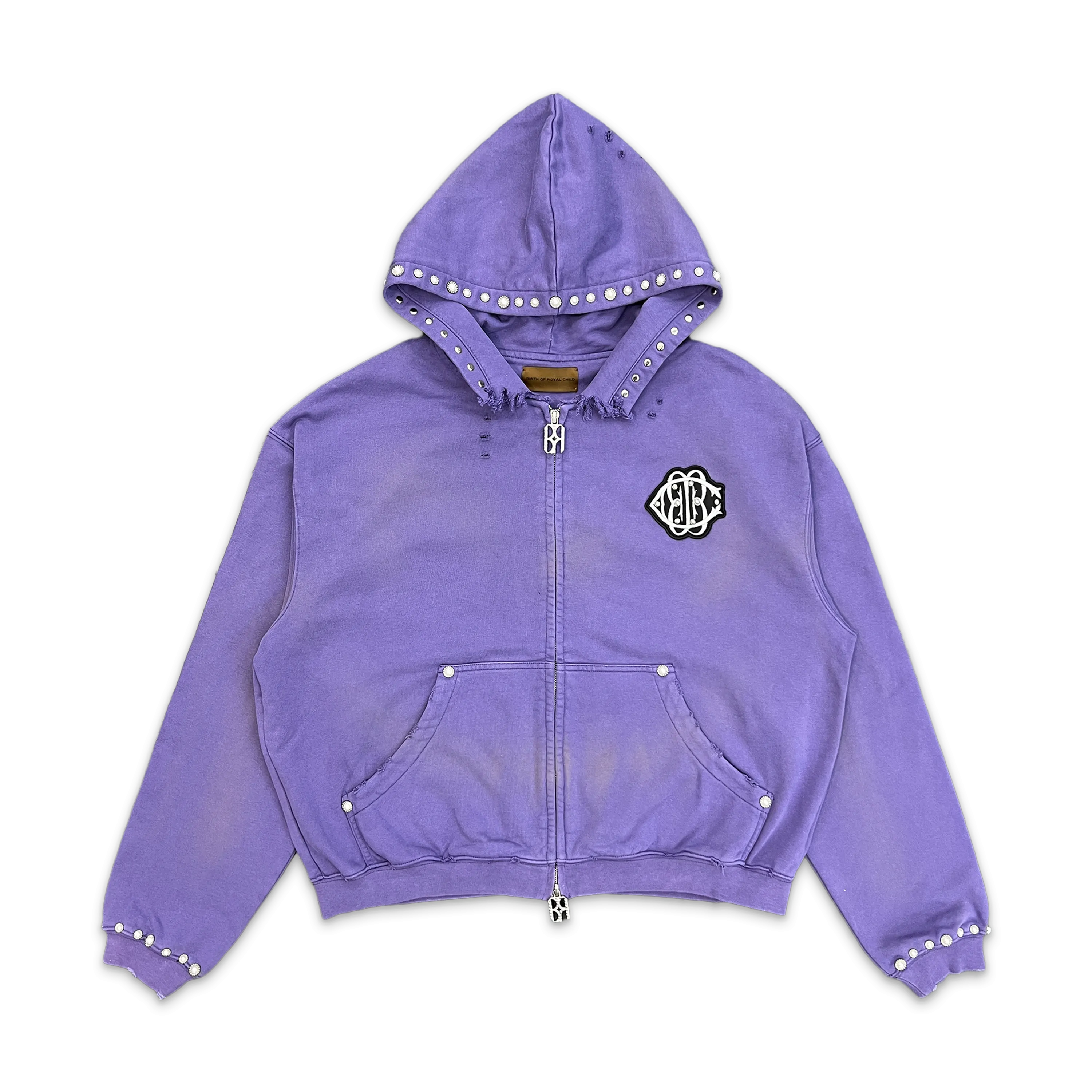 Studded Boxy Zip Hoodie "Purple"