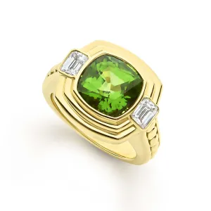 Studio 18K Gold Diamond and Peridot Ring