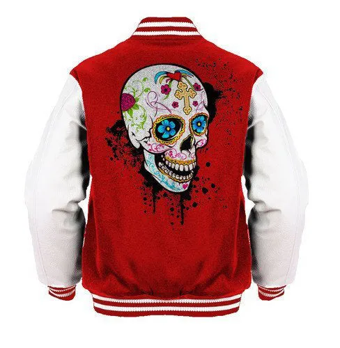 Sugar Skull Gothic Official Varsity Jacket (Red)