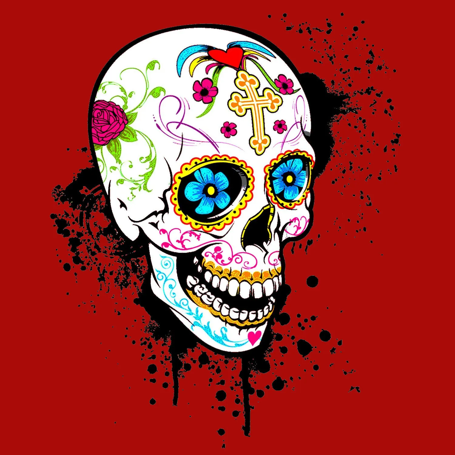 Sugar Skull Gothic Official Varsity Jacket (Red)