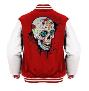 Sugar Skull Gothic Official Varsity Jacket (Red)