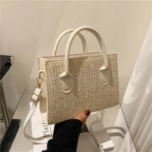 Summer Fresh Flower Woven Crossbody Handbag