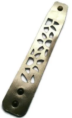 Sunflower Cuff Bracelet. Reclaimed Leather wrist Band. Platinum Color.