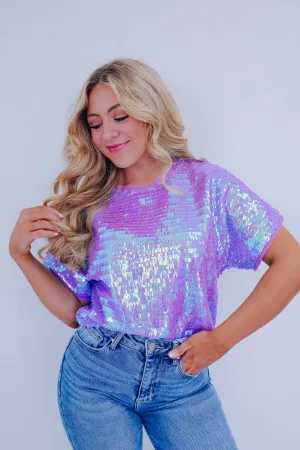 Sutton Chiffon Sequin Top - Lavender