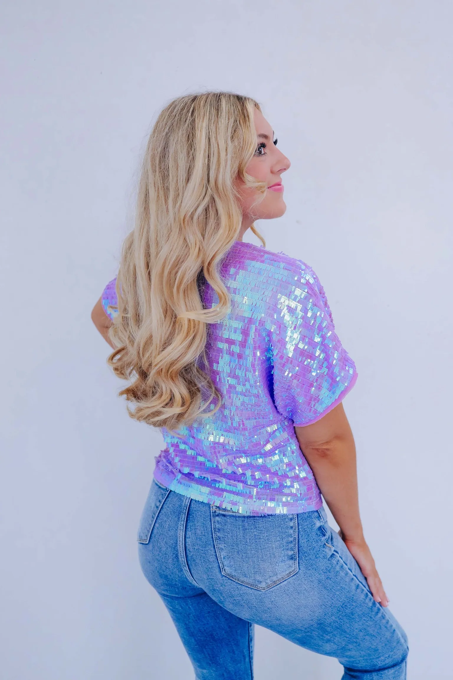Sutton Chiffon Sequin Top - Lavender