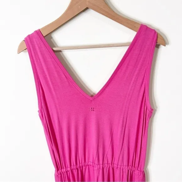 Sweaty Betty Tayberry Pink Drawstring Take It Easy Drop Waist Dress Small NWOT