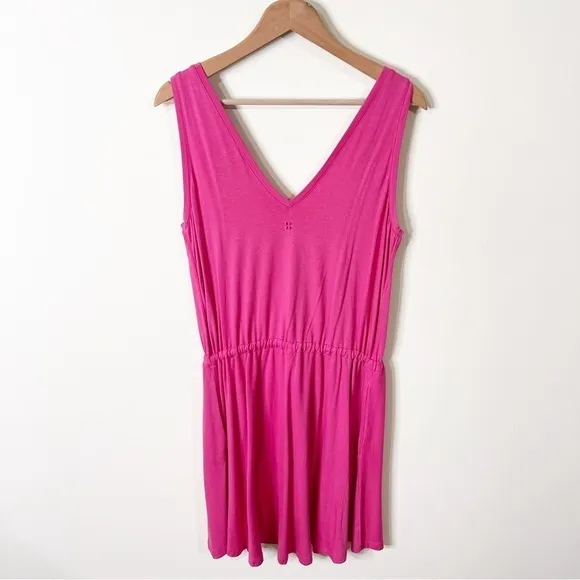 Sweaty Betty Tayberry Pink Drawstring Take It Easy Drop Waist Dress Small NWOT