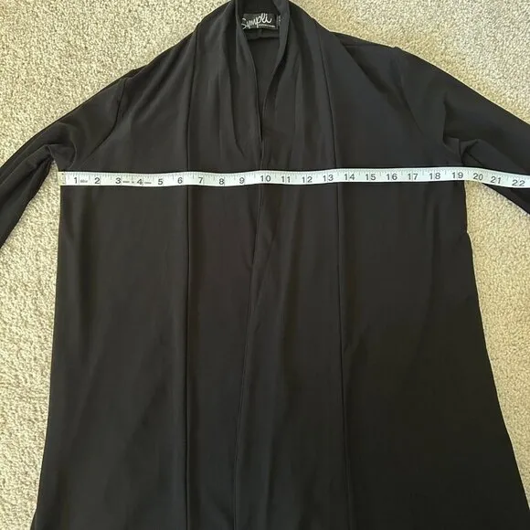 Sympli Canada Cardigan Womens Size 6 Black Open Front Stretch Drape Ladies