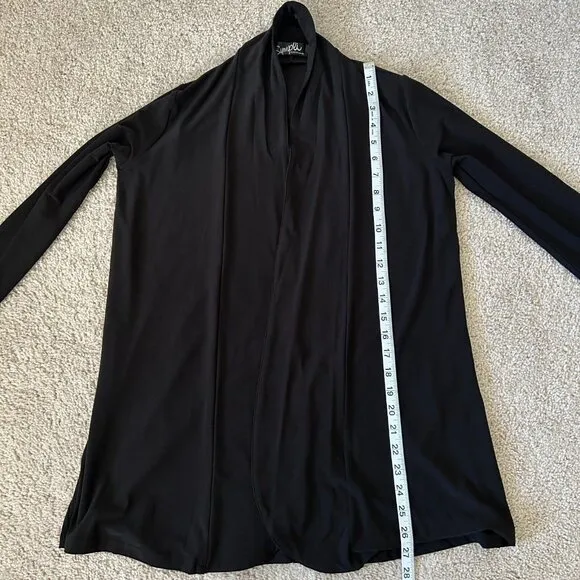 Sympli Canada Cardigan Womens Size 6 Black Open Front Stretch Drape Ladies