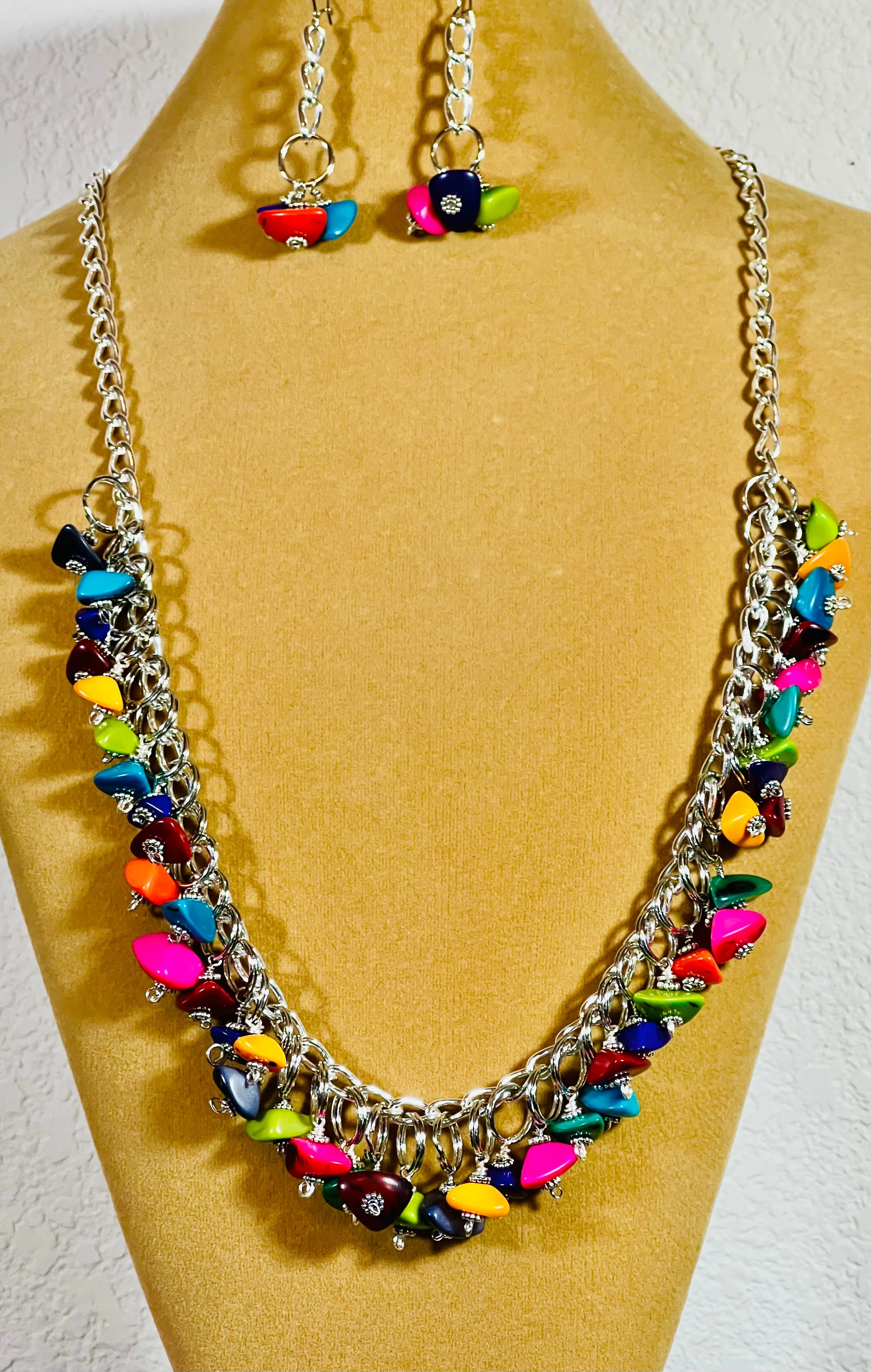 Tagua Nut Necklace & Earrings. #22026