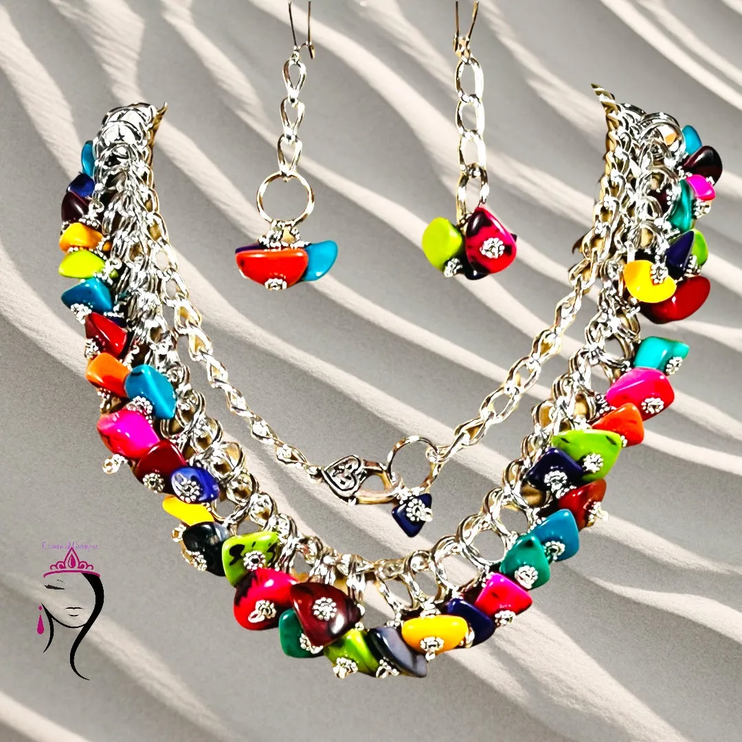 Tagua Nut Necklace & Earrings. #22026