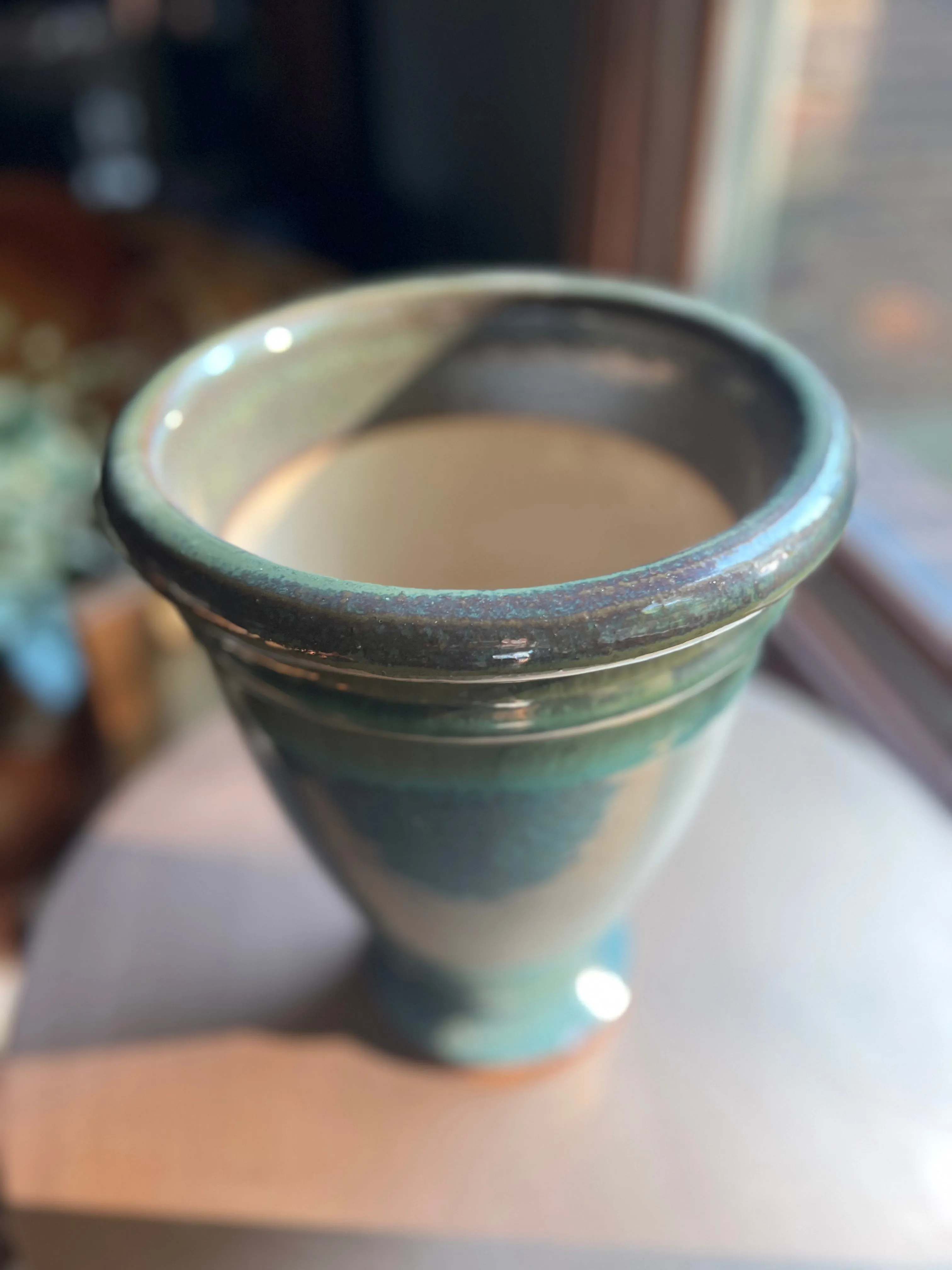 Teal Ceramic Vase / Flower Pot Large