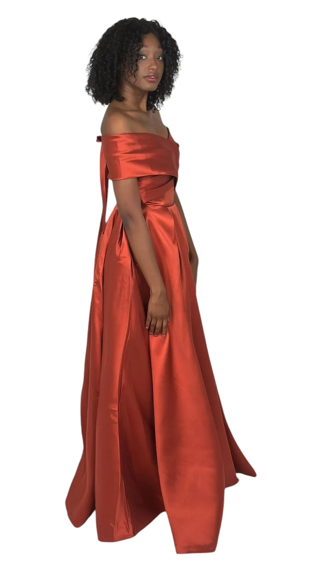 Terracotta Off Shoulder Maxi Dress