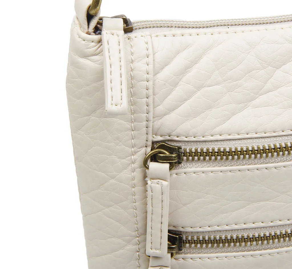 The Camile Three Zip Crossbody - Taupe