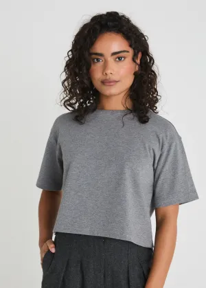 THE CROPPED BOXY TEE - GREY