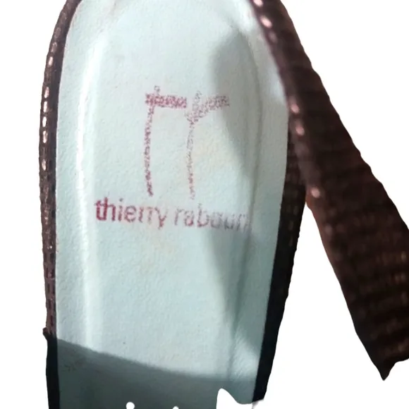 Thierry Rabotin Exotic Lizard Skin Embbossed Leather Peep Toe Wedge Sandal