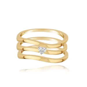 Three Line Solitaire Diamond Ring